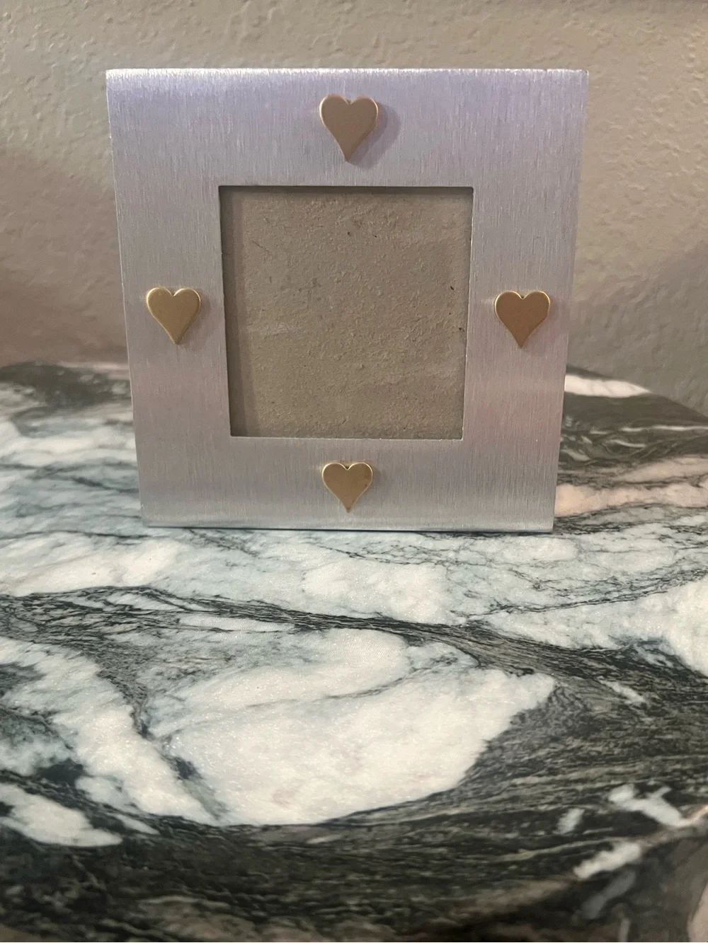 Silver and Gold Heart Accent Picture Frame 3x3 Tabletop Frame Home Décor